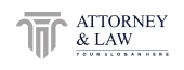 Professional law firm logo featuring a pillar symbolizing justice and strength, with the text 'attorney & law' and a placeholder for a slogan.